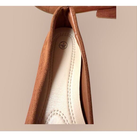 Shein Women's Size 7 38 Brown Faux Suede Heeled Slip On Loafers Pumps - Picture 7 of 9